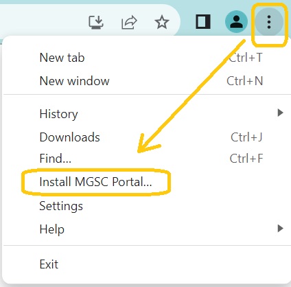 Installing MGSC App from Web Browser